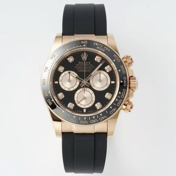 Rolex Cosmograph Daytona 18K Gold Plated Automatic Chronograph Watch Rubber Strap