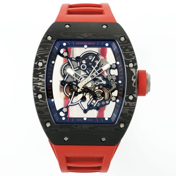 Richard Mille RM055 Tonneau Hollow Automatic Watch Light 74.3g FKM Rubber Strap