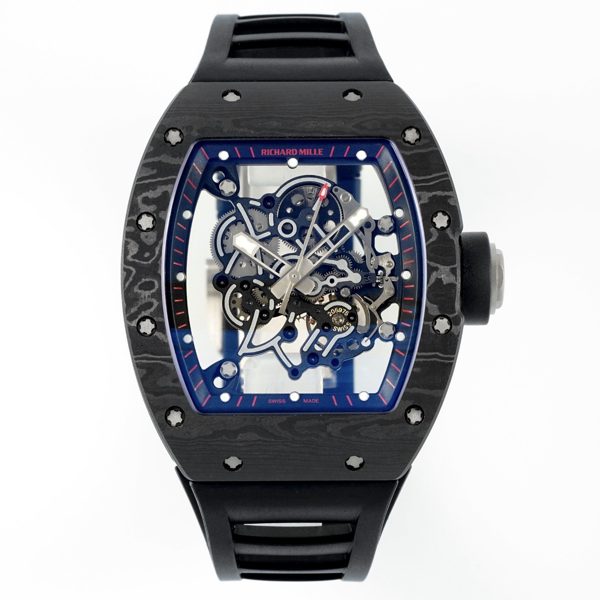 Richard Mille RM055 Tonneau Hollow Automatic Watch Light 74.3g FKM Rubber Strap