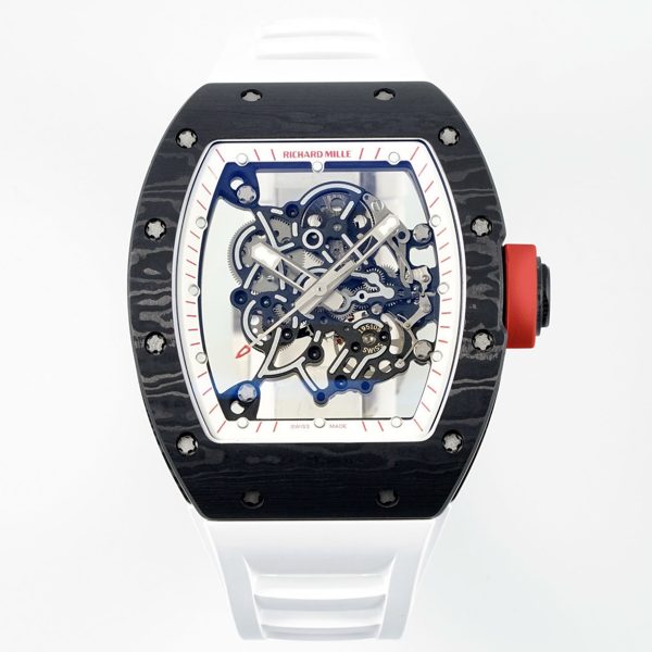 Richard Mille RM055 Tonneau Hollow Automatic Watch Light 74.3g FKM Rubber Strap