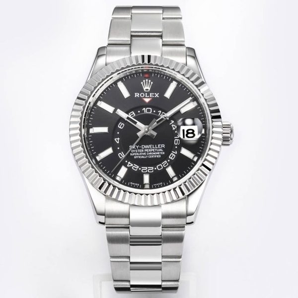 Rolex Sky‑Dweller Watch 42mm 904L Steel 9002 Automatic Movement Ring Command Bezel