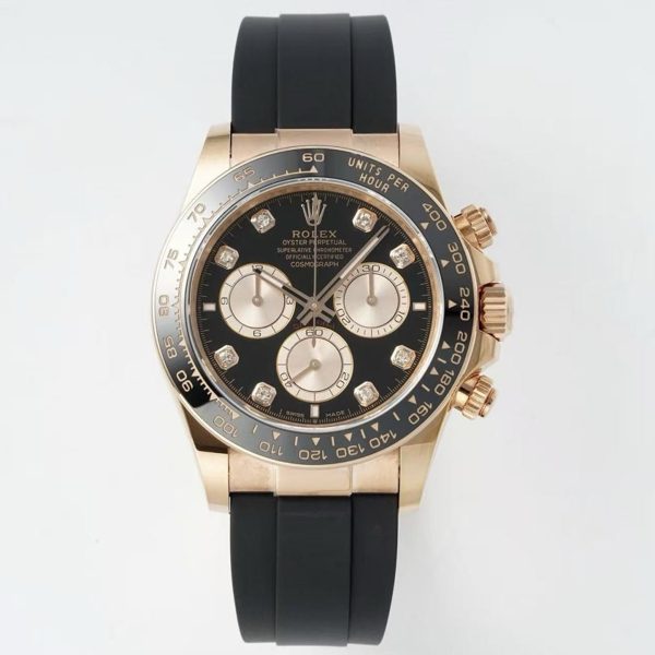 Rolex Cosmograph Daytona 40mm Rubber Strap Weighted 18K Gold‑Plated Cal.4131 Chronograph Movement