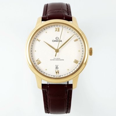 Omega De Ville Power‑Reserve Automatic Mechanical Watch, Genuine Calfskin Leather Strap