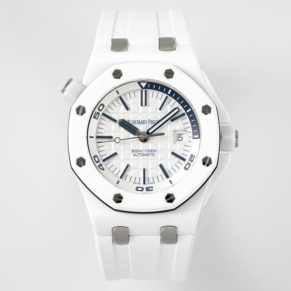 Audemars Piguet Royal Oak Offshore Diver 15707CB White Ceramic Watch | APS Factory Cal.3120 Integrated Movement