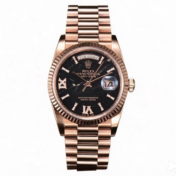 Rolex Day-Date 36 Hidden 6 Diamond Roman Markers | CS Factory Natural Gemstone Dial 904L Steel Watch