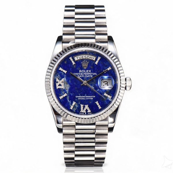 Rolex Day-Date 36 Hidden 6 Diamond Roman Markers | CS Factory Natural Gemstone Dial 904L Steel Watch