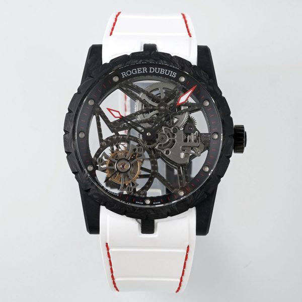 Roger Dubuis Excalibur V4 Skeleton Tourbillon Carbon Fiber Watch NEW Factory Super Clone